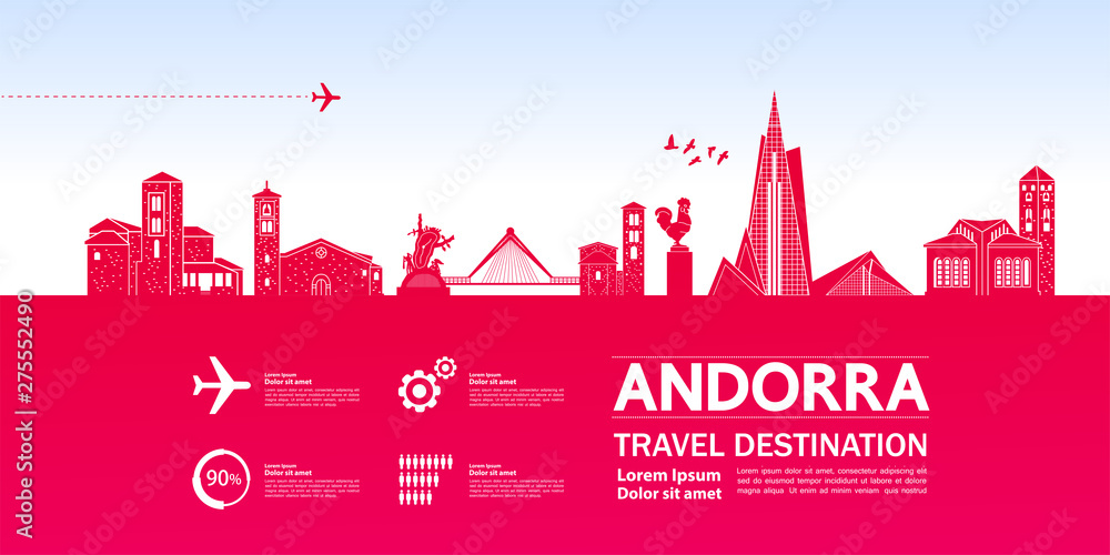 Andorra travel destination grand vector illustration. Andorra travel destination grand vector illustration.