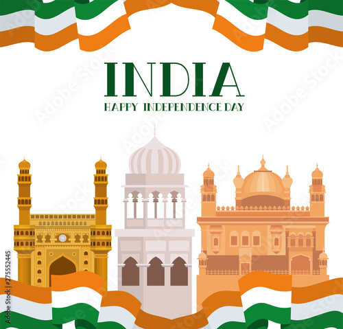 indian set temples architecture icons