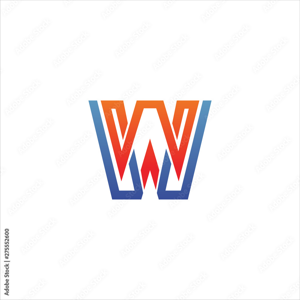 Minimal line letter initial W WW logo. Abstract and elegant shape font sign. logotype vector design template for personal identity branding, creative industry, web, business, corporate and company Minimal line letter initial W WW logo. Abstract and elegant shape font sign. logotype vector design template for personal identity branding, creative industry, web, business, corporate and company
