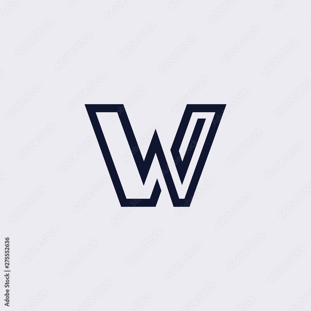 Minimal line letter initial W logo. Abstract and elegant shape font sign. logotype vector design template for personal identity branding, creative industry, web, business, corporate and company Minimal line letter initial W logo. Abstract and elegant shape font sign. logotype vector design template for personal identity branding, creative industry, web, business, corporate and company