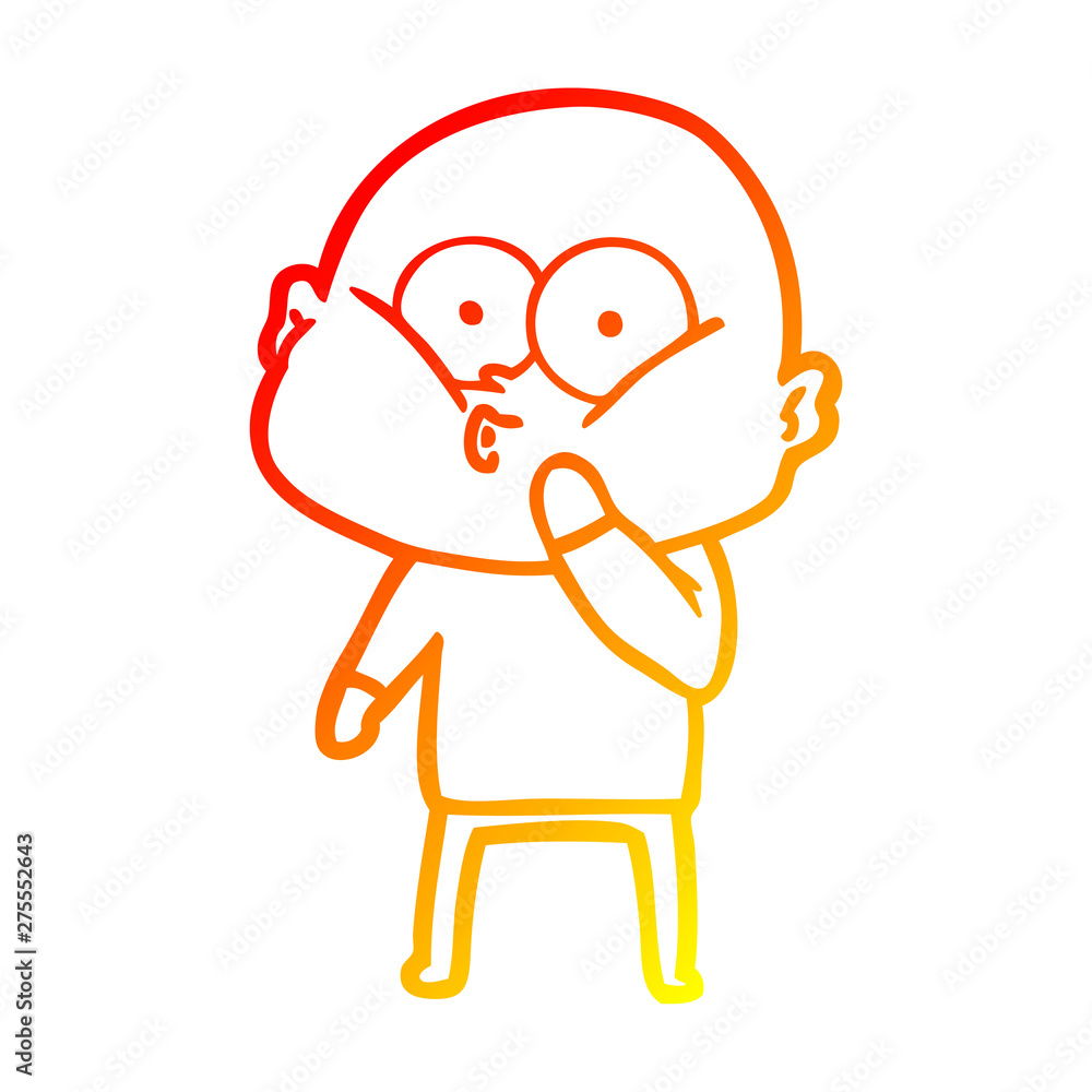 warm gradient line drawing cartoon bald man staring warm gradient line drawing cartoon bald man staring