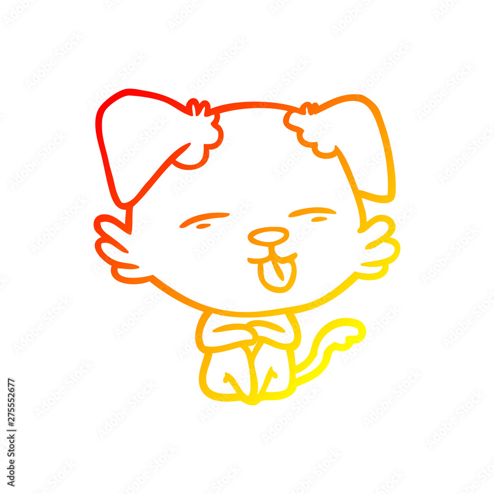 Obraz premium warm gradient line drawing cartoon dog sticking out tongue