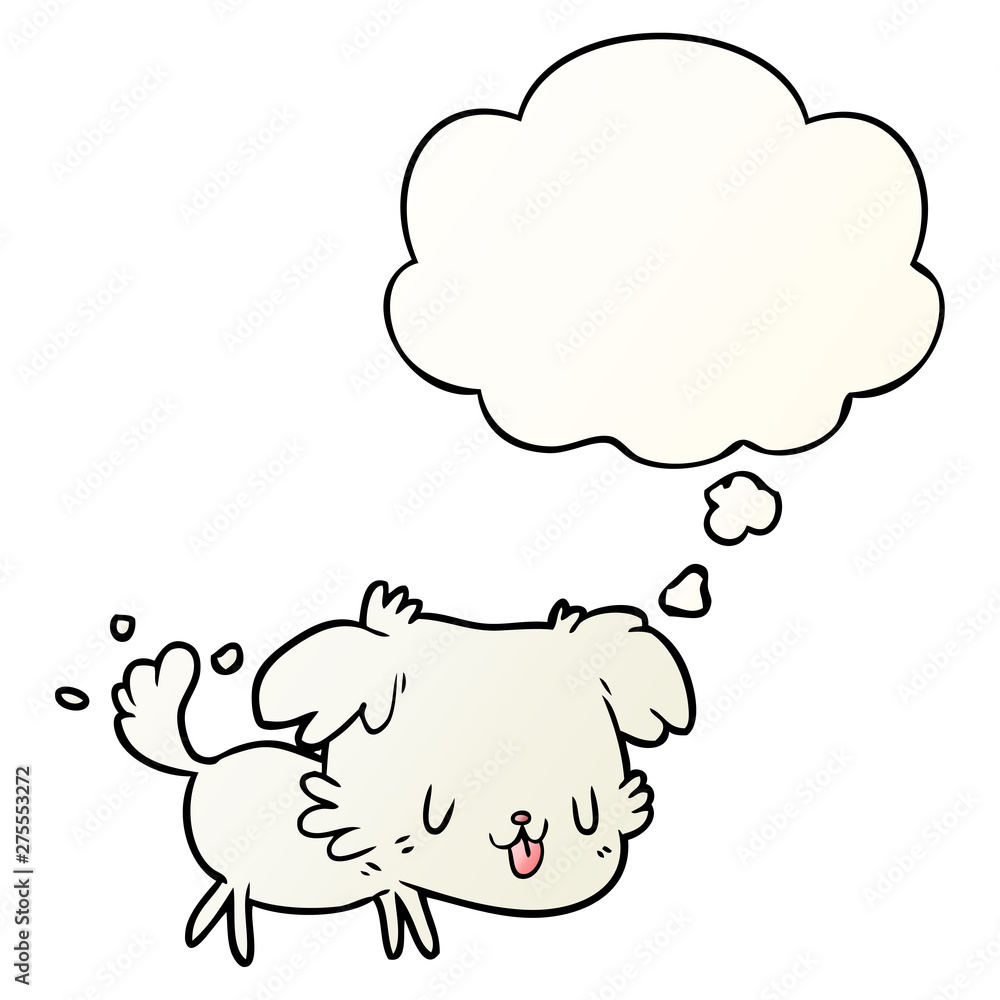 cartoon dog and thought bubble in smooth gradient style cartoon dog and thought bubble in smooth gradient style