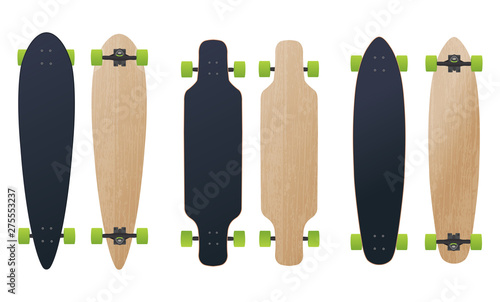 blank different longboard skateboard model vector
