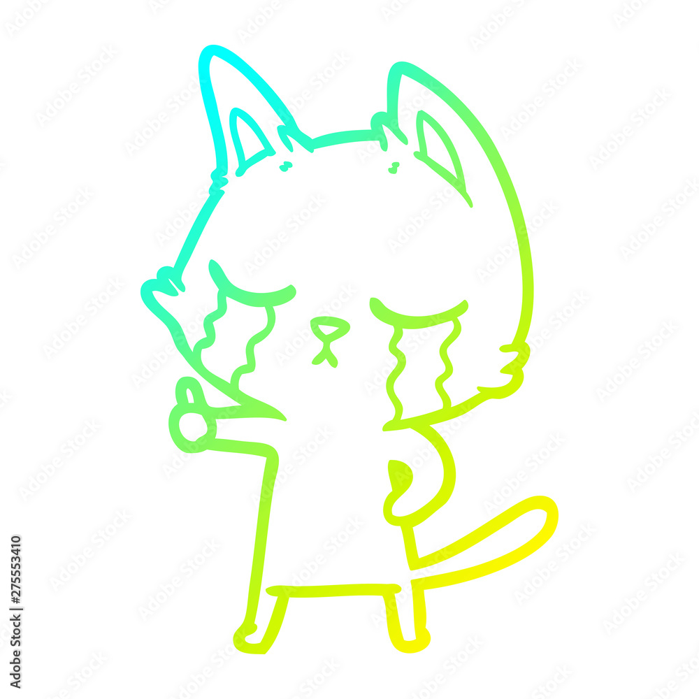 cold gradient line drawing crying cartoon cat cold gradient line drawing crying cartoon cat
