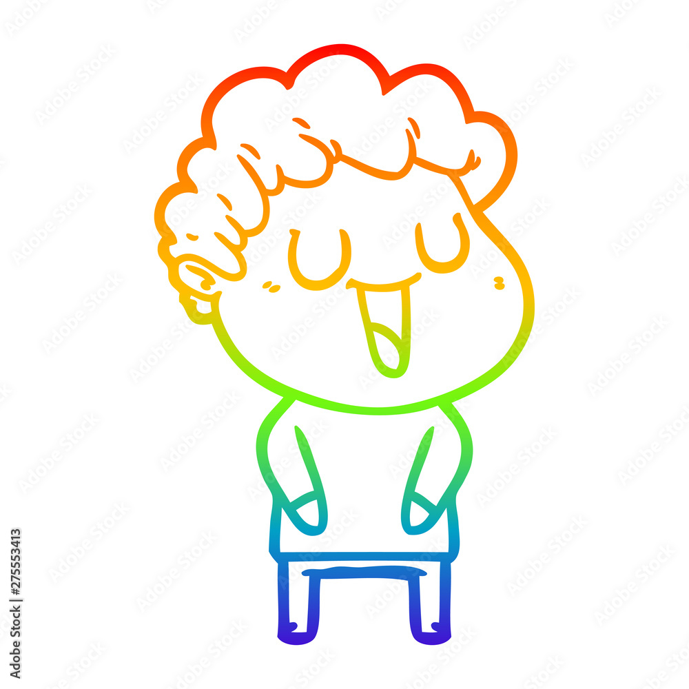 rainbow gradient line drawing laughing cartoon man rainbow gradient line drawing laughing cartoon man