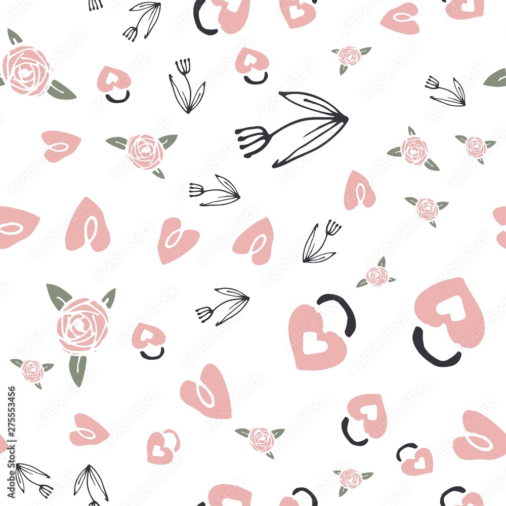 Romantic seamless pattern with hearts for your design Romantic seamless pattern with hearts for your design