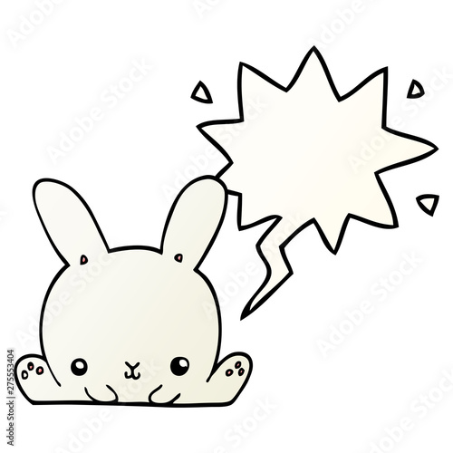 cartoon rabbit and speech bubble in smooth gradient style