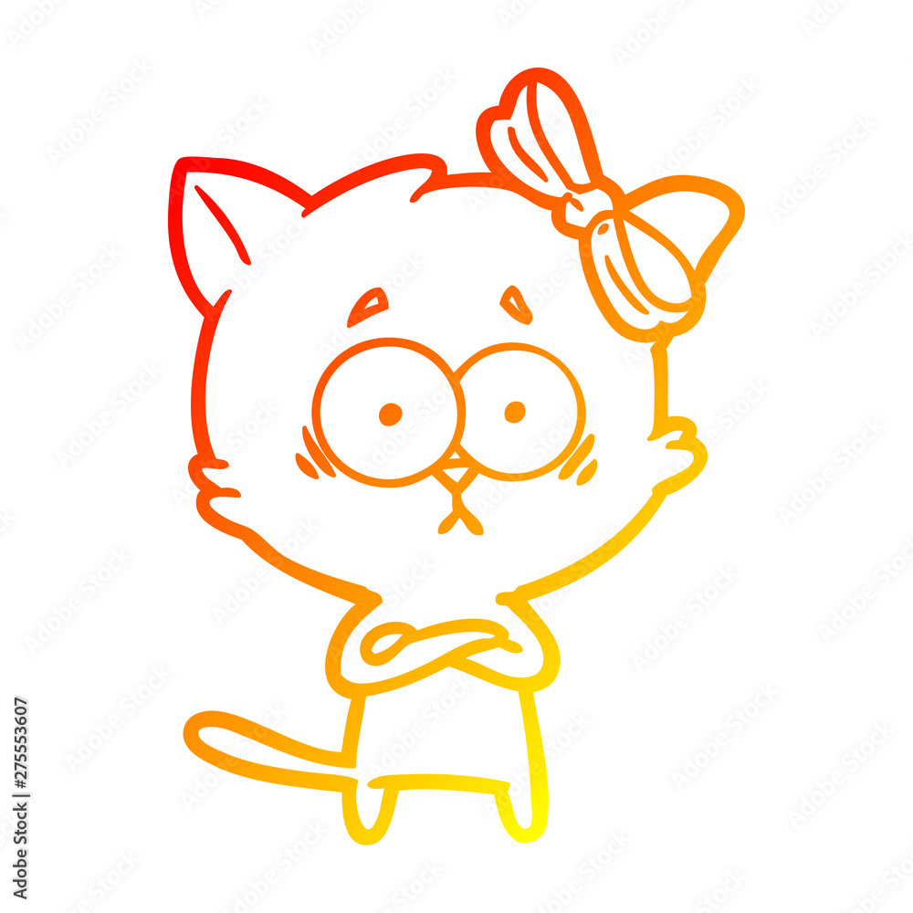 Obraz premium warm gradient line drawing cartoon cat