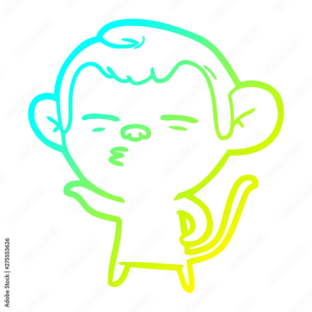 cold gradient line drawing cartoon suspicious monkey cold gradient line drawing cartoon suspicious monkey