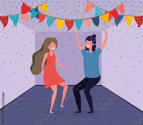 young couple dancing in the room