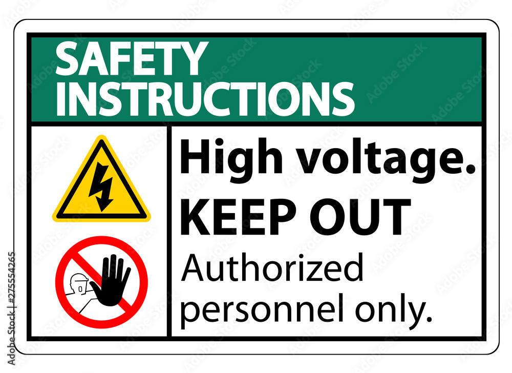 Safety instructions High Voltage Keep Out Sign Isolate On White Background,Vector Illustration EPS.10