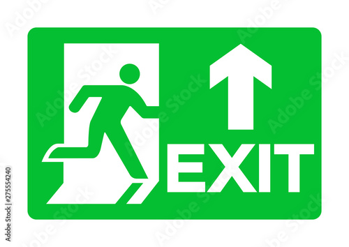 Exit Emergency Green Sign Isolate On White Background,Vector Illustration EPS.10