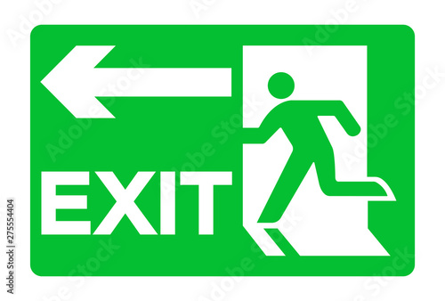 Exit Emergency Green Sign Isolate On White Background,Vector Illustration EPS.10