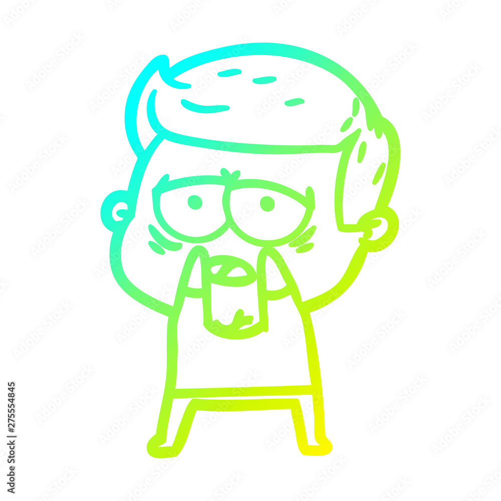 cold gradient line drawing cartoon tired man cold gradient line drawing cartoon tired man