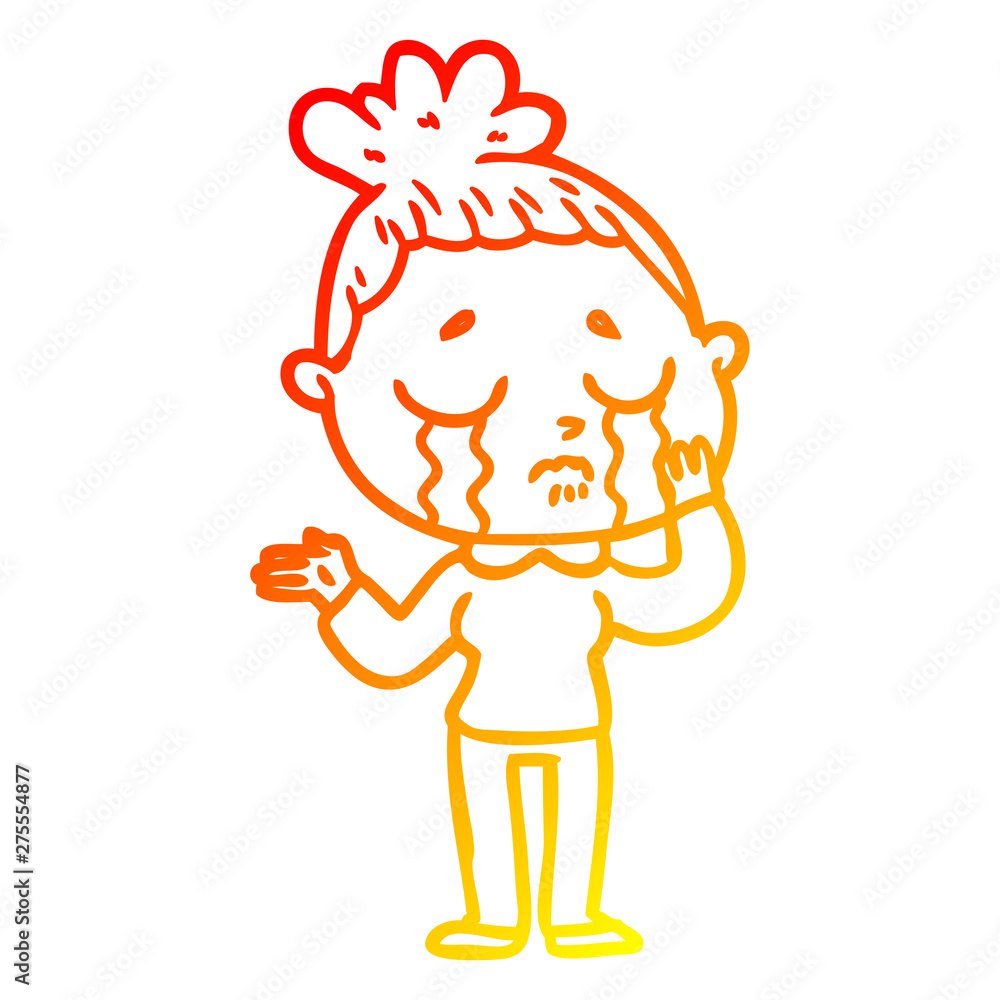 warm gradient line drawing cartoon crying woman warm gradient line drawing cartoon crying woman