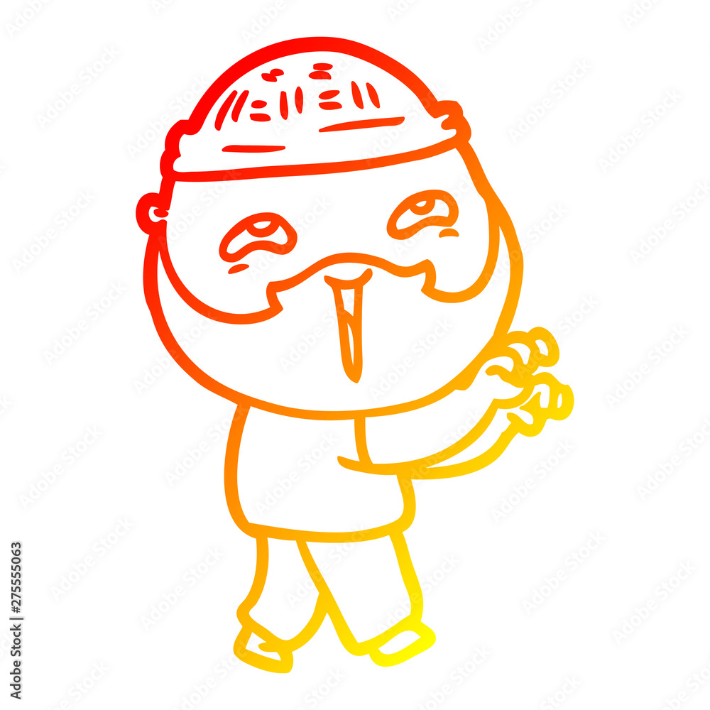 warm gradient line drawing cartoon happy bearded man warm gradient line drawing cartoon happy bearded man