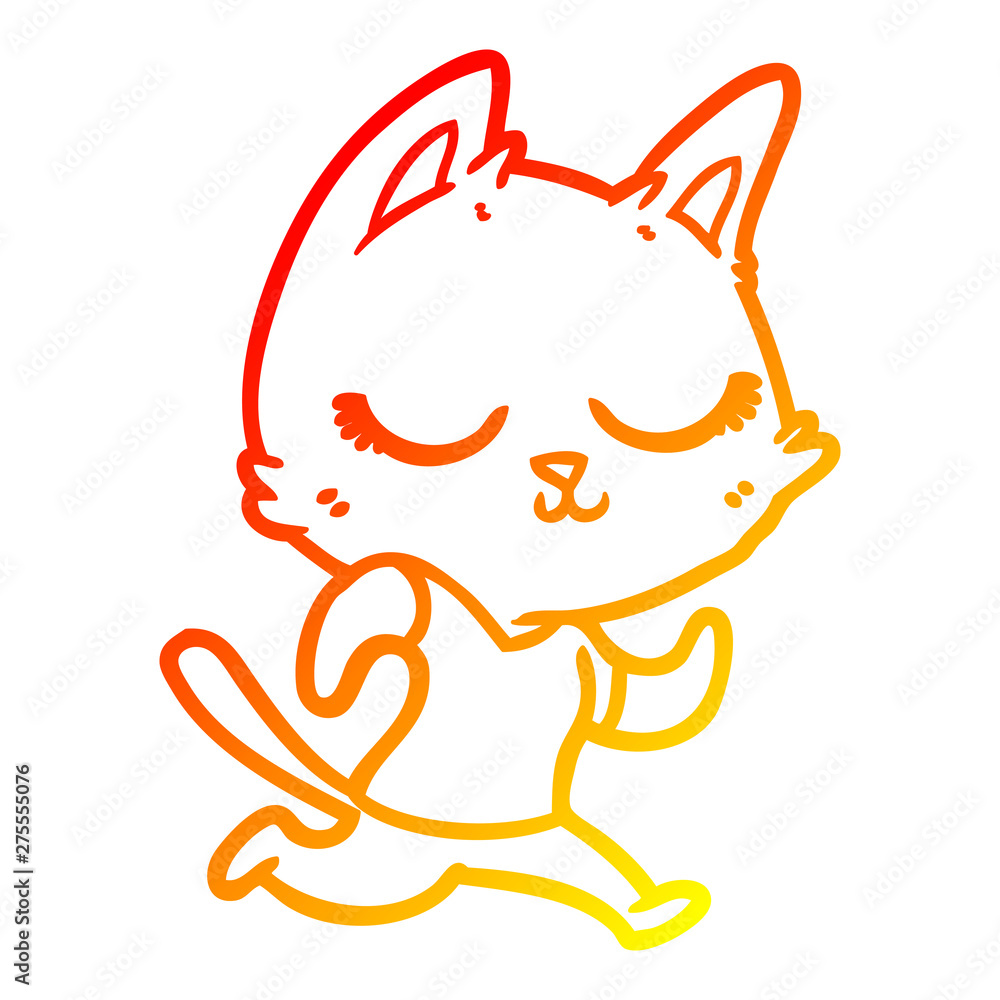 warm gradient line drawing calm cartoon cat running warm gradient line drawing calm cartoon cat running