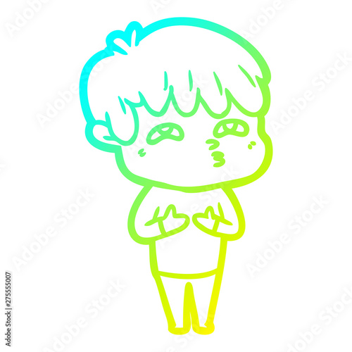 cold gradient line drawing cartoon curious man