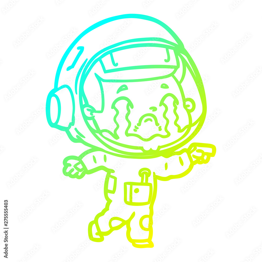 cold gradient line drawing cartoon crying astronaut cold gradient line drawing cartoon crying astronaut