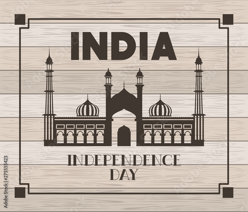 indian jama masjid temple with wooden background