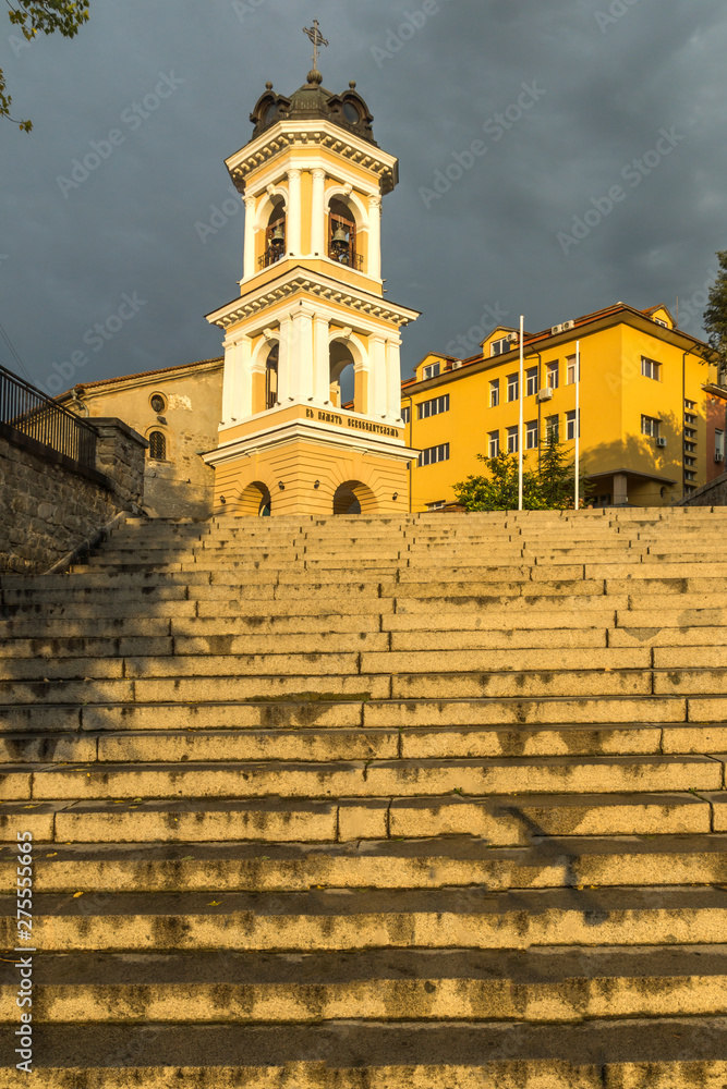 Sunset view of The Virgin Mary Church in city of Plovdiv, Bulgaria Sunset view of The Virgin Mary Church in city of Plovdiv, Bulgaria