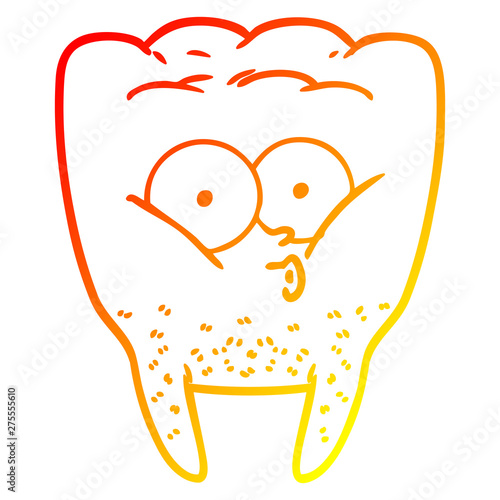 warm gradient line drawing cartoon whistling tooth