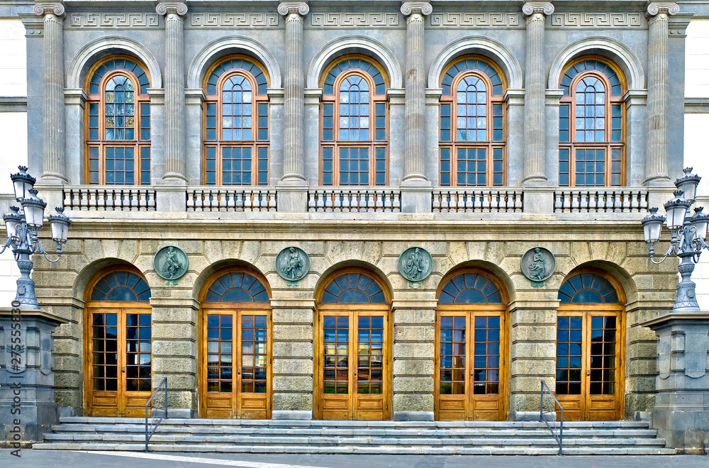 Facade of an elegant old building.