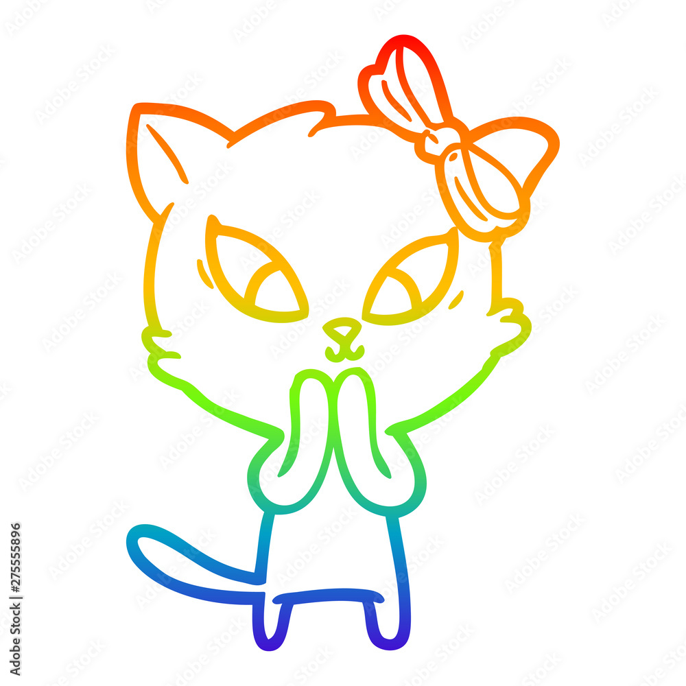 rainbow gradient line drawing cartoon cat rainbow gradient line drawing cartoon cat