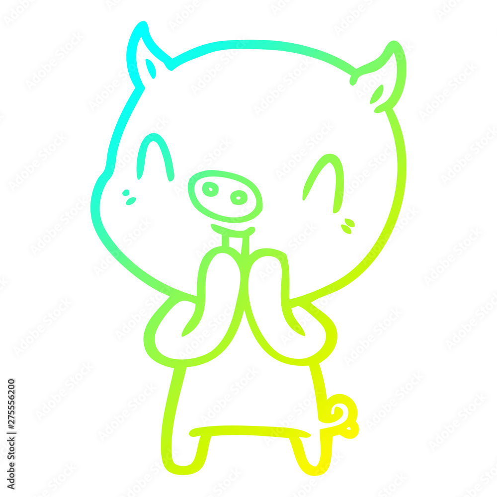 cold gradient line drawing happy cartoon pig cold gradient line drawing happy cartoon pig