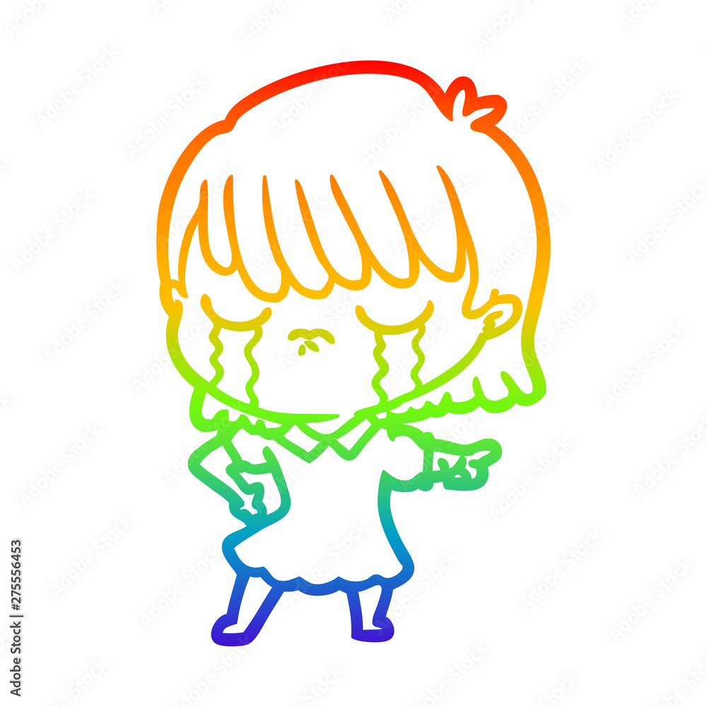 rainbow gradient line drawing cartoon woman crying rainbow gradient line drawing cartoon woman crying