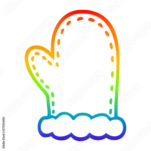 rainbow gradient line drawing cartoon oven mitts