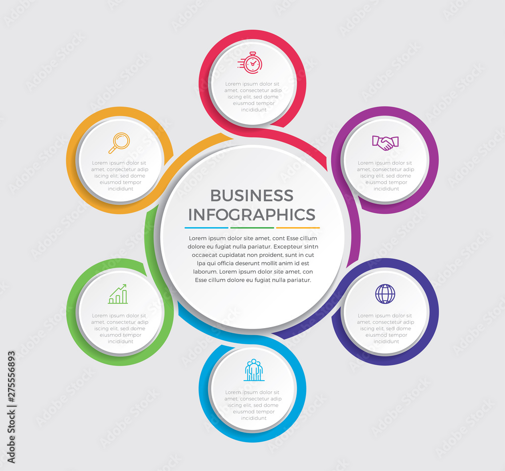 Infographic design vector and marketing icons can be used for workflow layout, diagram, annual report, web design. Business concept with 6options, steps or processes. - Vector Infographic design vector and marketing icons can be used for workflow layout, diagram, annual report, web design. Business concept with 6options, steps or processes. - Vector