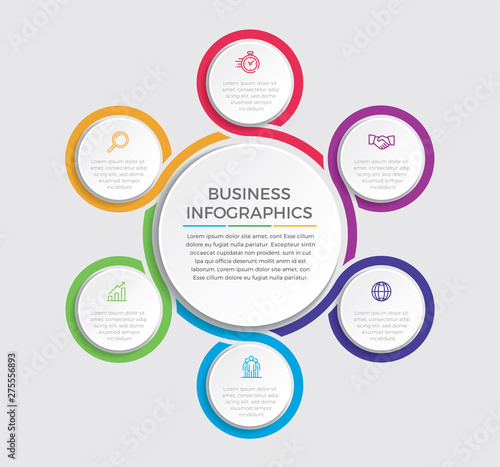 Infographic design vector and marketing icons can be used for workflow layout, diagram, annual report, web design.  Business concept with 6options, steps or processes. - Vector 