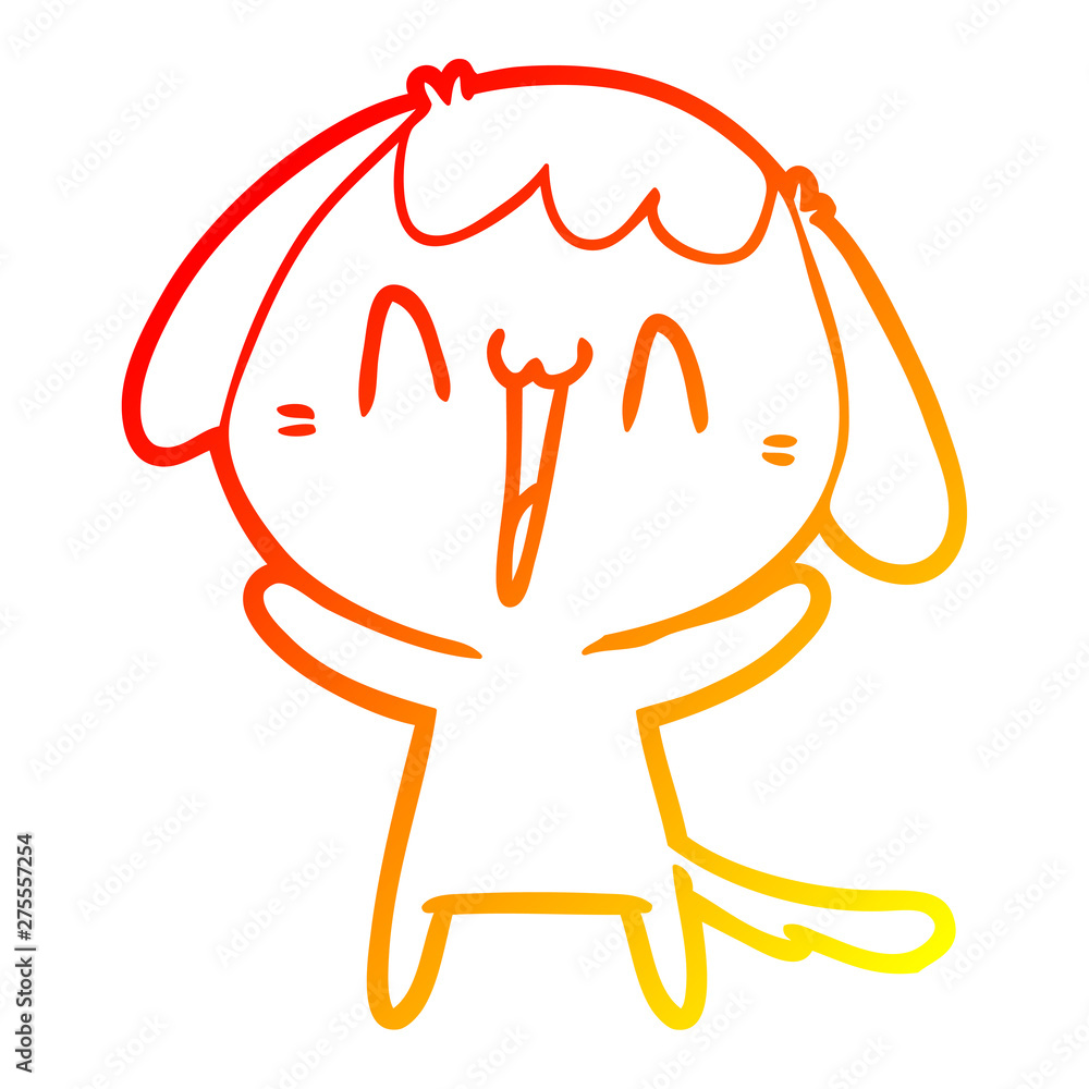 Obraz premium warm gradient line drawing cute cartoon dog