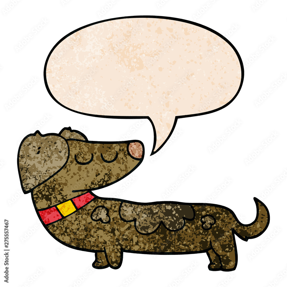 cartoon dog and speech bubble in retro texture style cartoon dog and speech bubble in retro texture style