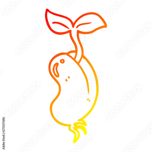 warm gradient line drawing cartoon sprouting seed