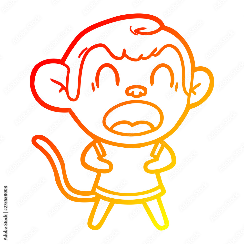 Obraz premium warm gradient line drawing shouting cartoon monkey