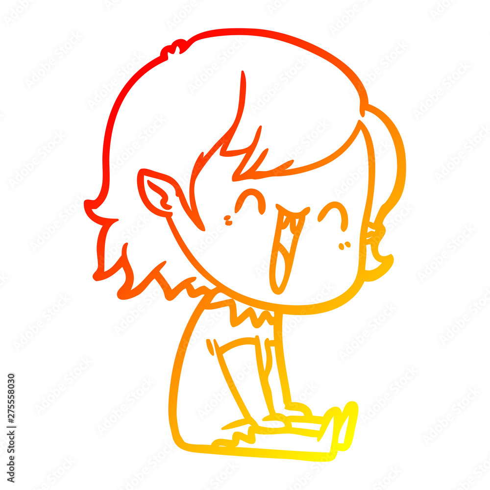 warm gradient line drawing cute cartoon happy vampire girl warm gradient line drawing cute cartoon happy vampire girl