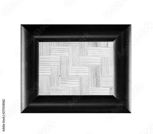 close up woven bamboo pattern frame isolated on white with clipping path.