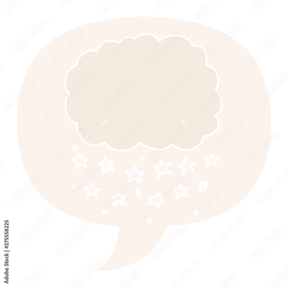 cartoon rain cloud and speech bubble in retro style cartoon rain cloud and speech bubble in retro style