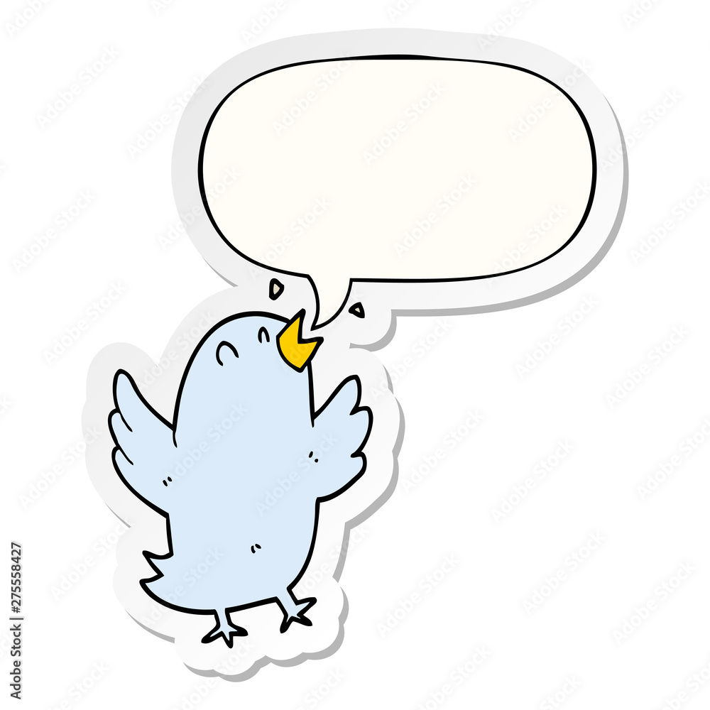 cartoon bird singing and speech bubble sticker cartoon bird singing and speech bubble sticker