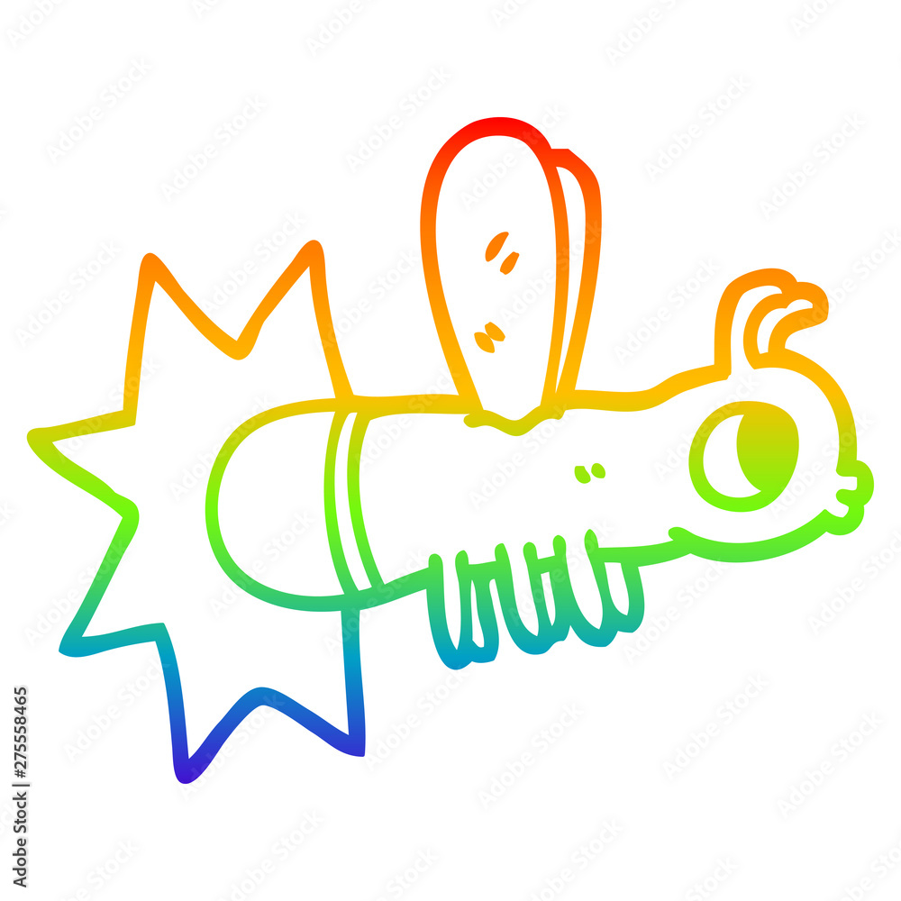 Fototapeta premium rainbow gradient line drawing cartoon glow bug