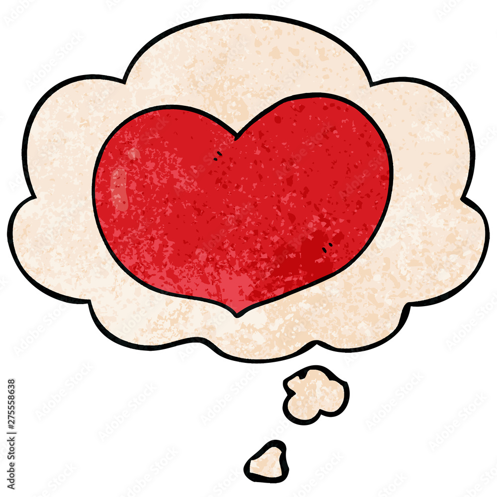 cartoon love heart and thought bubble in grunge texture pattern style cartoon love heart and thought bubble in grunge texture pattern style