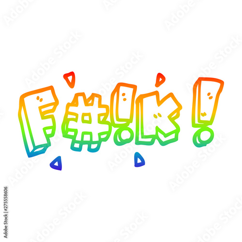 rainbow gradient line drawing cartoon swear word