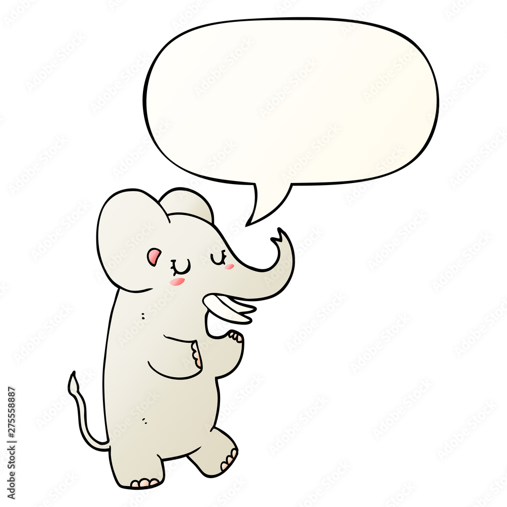 cartoon elephant and speech bubble in smooth gradient style cartoon elephant and speech bubble in smooth gradient style