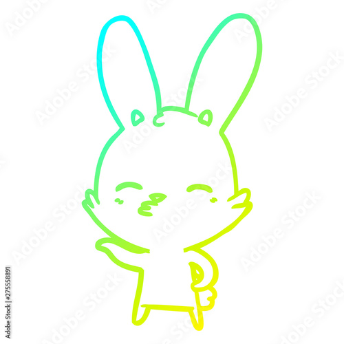cold gradient line drawing curious bunny cartoon
