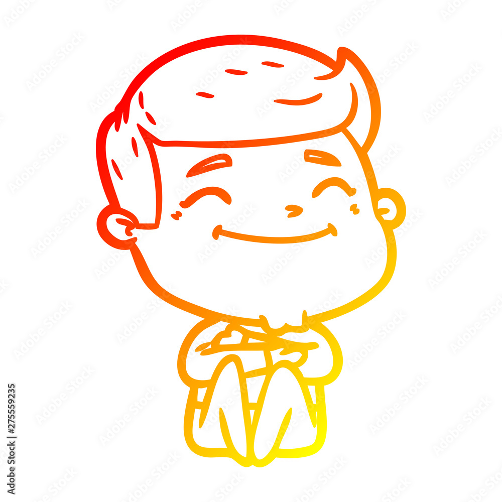 Obraz premium warm gradient line drawing happy cartoon man