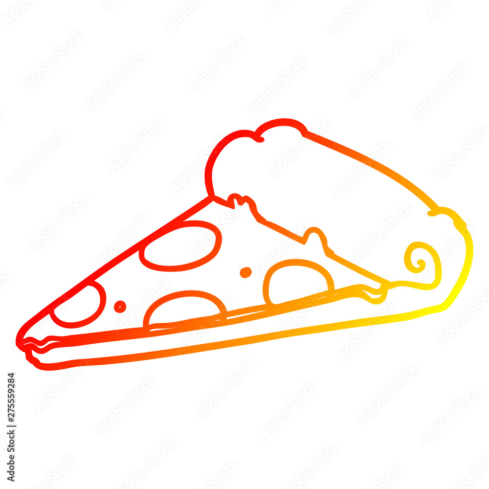 Fototapeta premium warm gradient line drawing slice of pizza