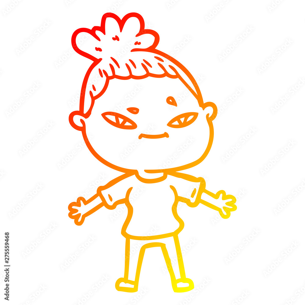 warm gradient line drawing cartoon woman warm gradient line drawing cartoon woman